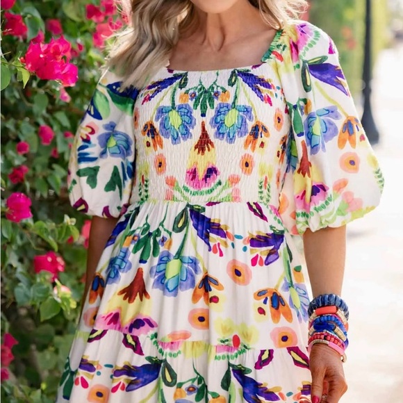Vibrant Floral Midi Dress - Picture 2 of 3
